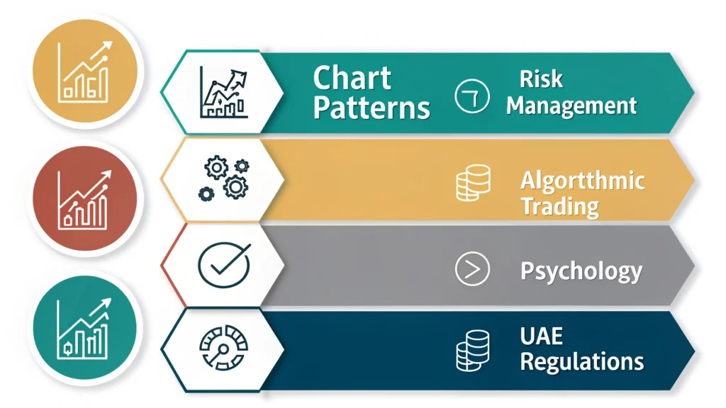 Infographic showing topics covered in an Advanced Forex Trading Course in Dubai